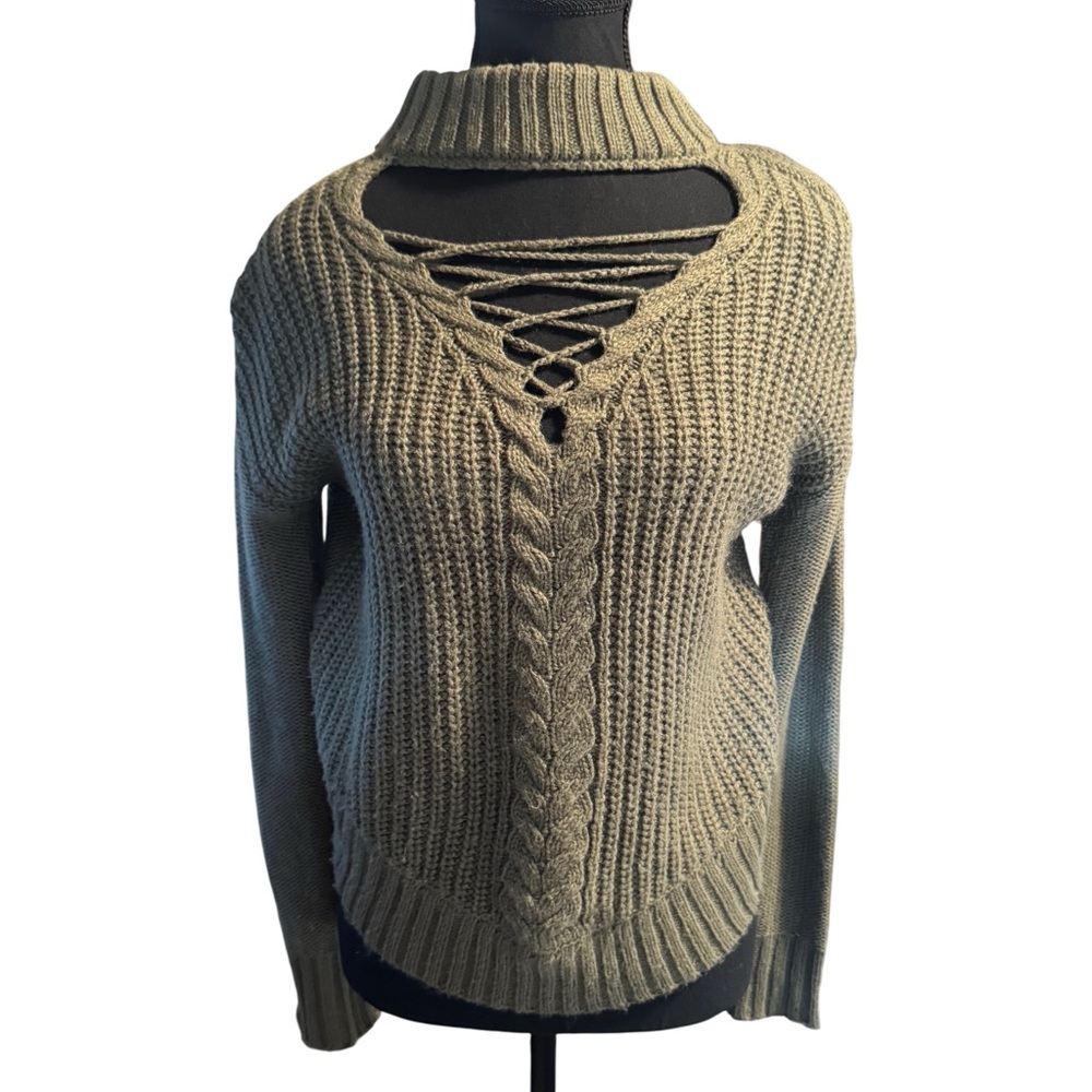 Olive Green Cable Knit Sweater